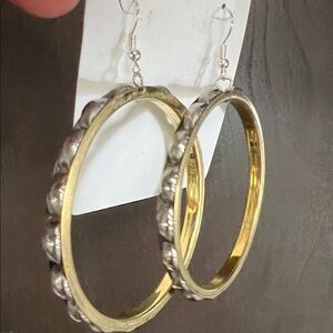 Elegant Golden brass and Silver chunky Dangle Hoop Earrings 🆕